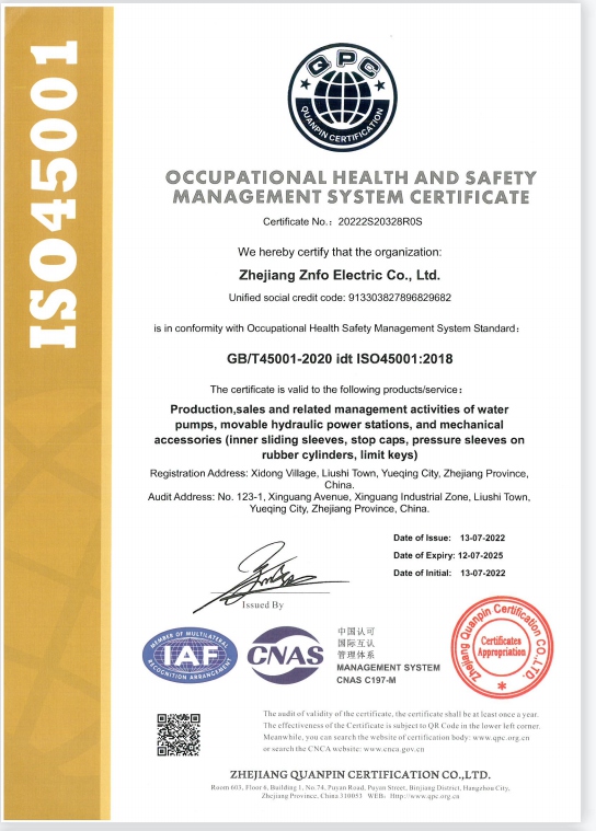 ISO45001 OCCUPATIONAL HEALTH AND SAFETY MANAGEMENT SYSTEM CERTIFICATE MANAGEMENT SYSTEM CERTIFICATE